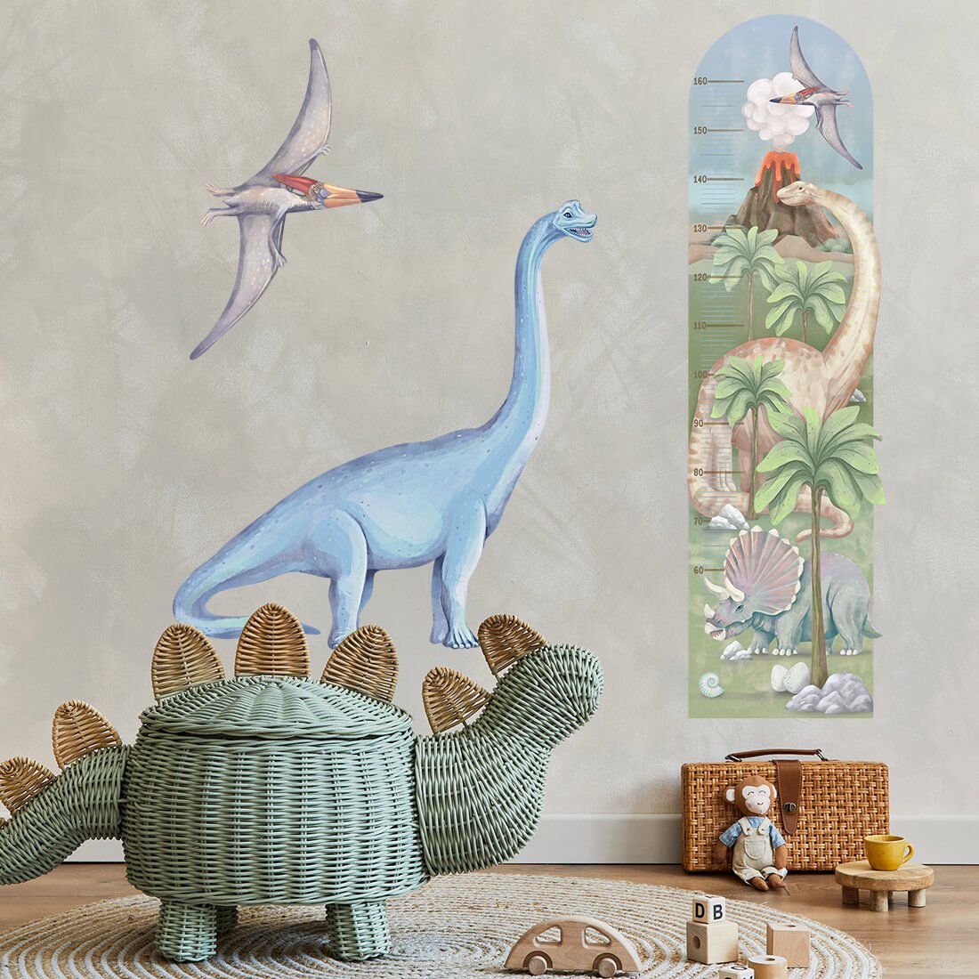 Muursticker | Hoogtemaat dinosaurussen