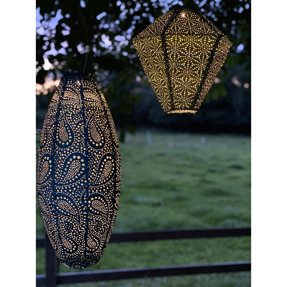 Lumiz Solarlampion Paisley Long Oval - 20 cm - Goud