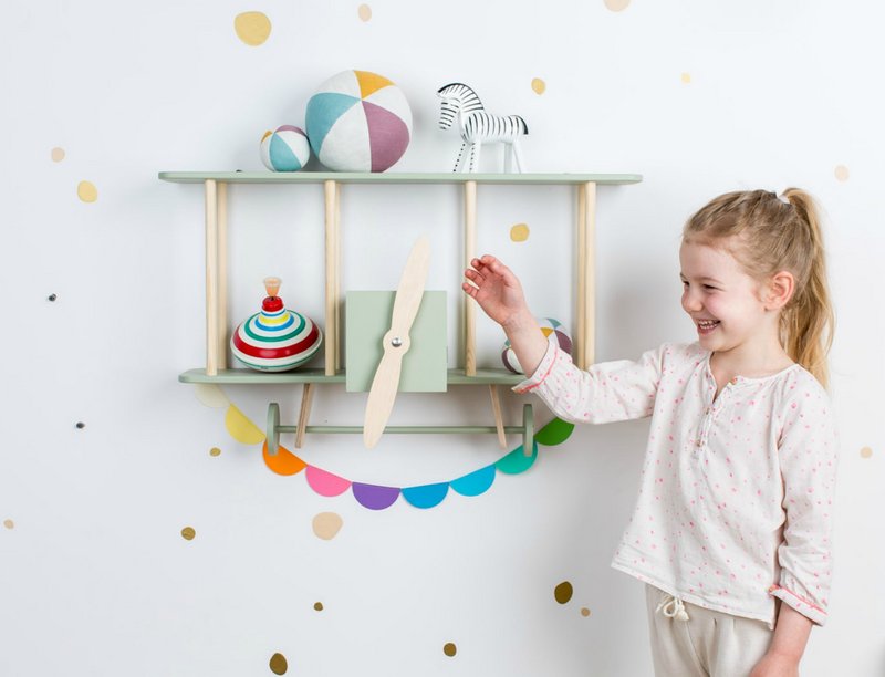Biplane shelf „Dashy” sage green