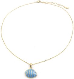 E-F22.3 N103-083G-1 S. Steel Necklace 2.3cm Shell Blue