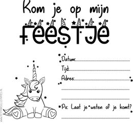 Invitation to a unicorn children's party