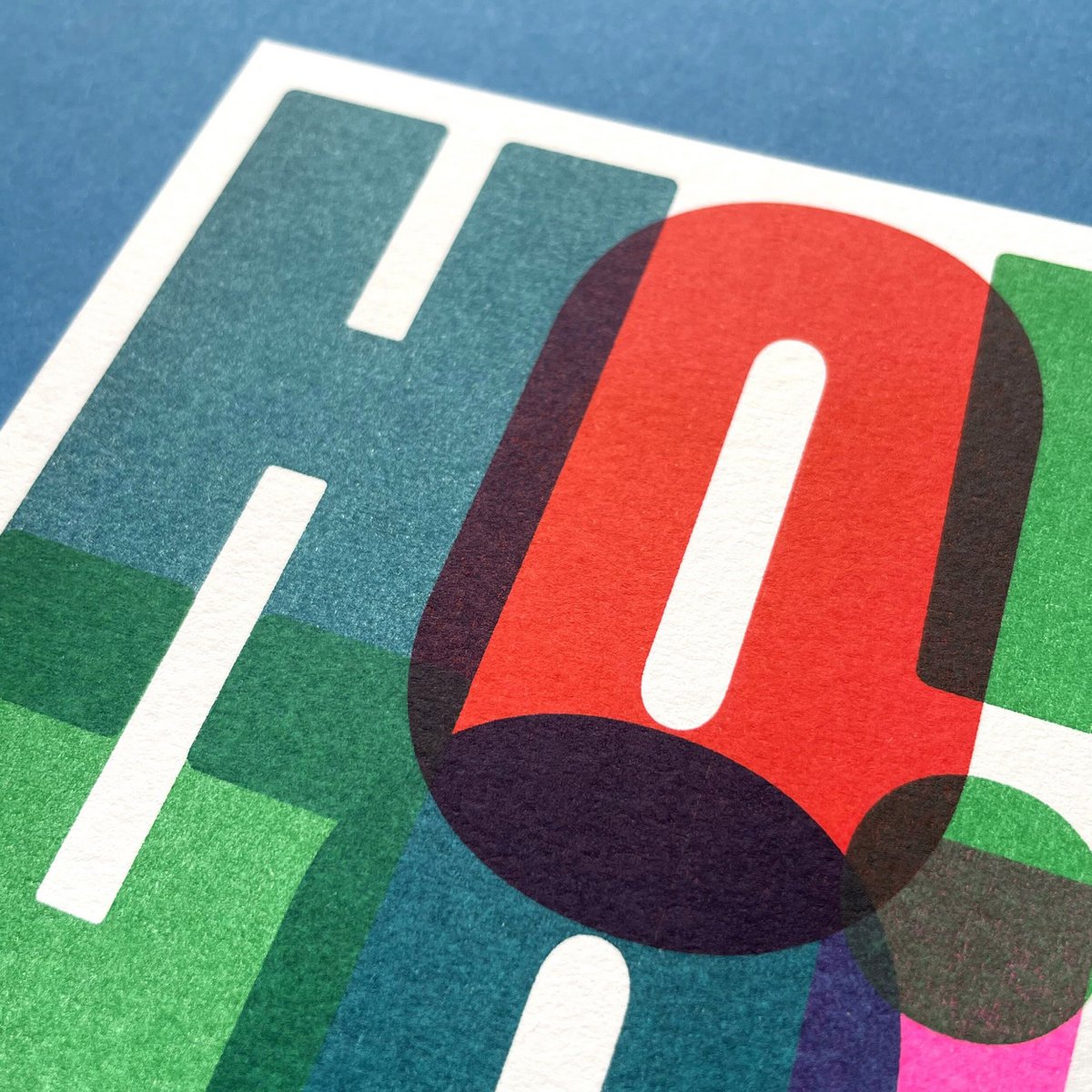 Postal Riso, tarjeta de Navidad, HoHo!, risografía, DIN A6