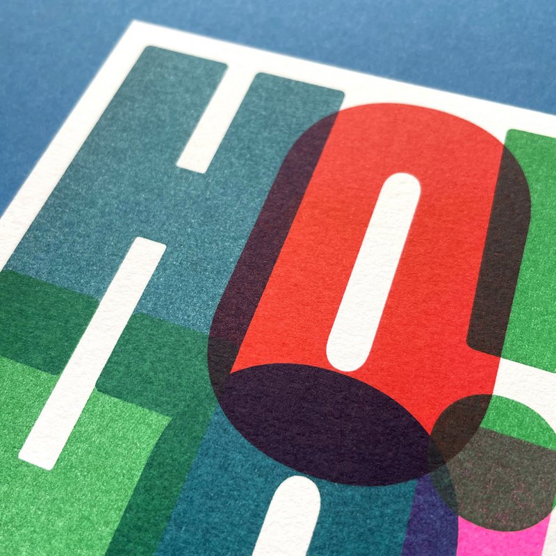 Postal Riso, tarjeta de Navidad, HoHo!, risografía, DIN A6