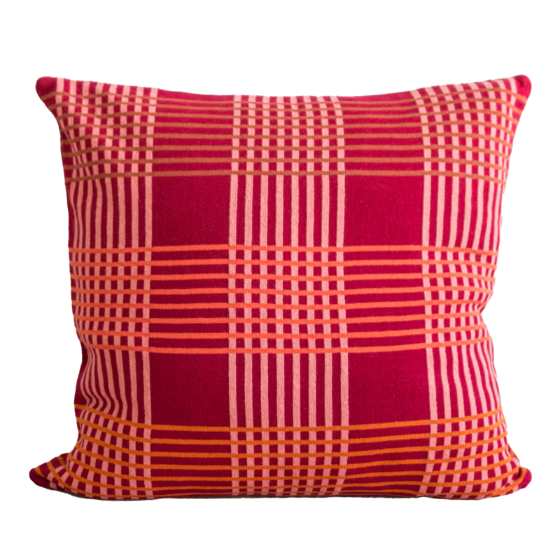 Ruth Pillow Red, weiche Jacquard-Strick-Baumwolle