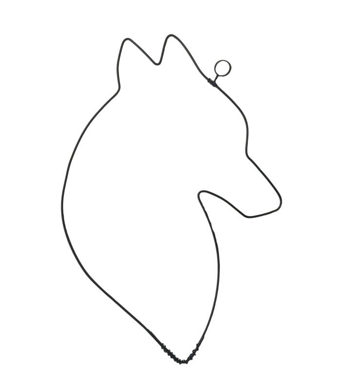 Wire Wall Decoration "Wolf Head" - to pin - Wall Jewelry - Christmas/Winter/Mountain Decor