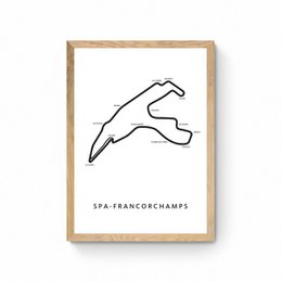 Spa Francorchamps - Plan du circuit - Blanc - Carte Poster