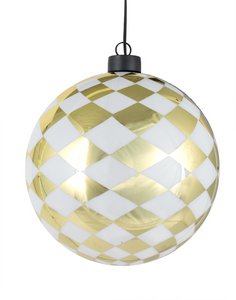 Pendant glass ball gold checkered ø15cm VE 6