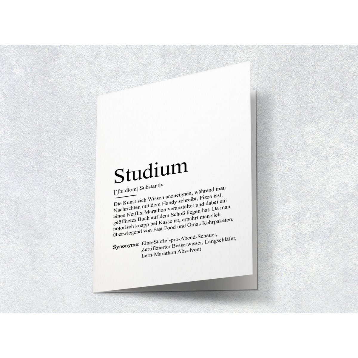 Definitie van "studie" wenskaart