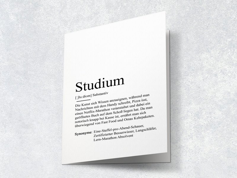 Definitie van "studie" wenskaart