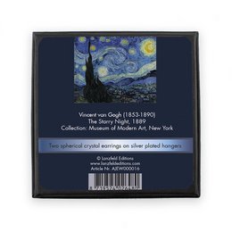 Orecchini placcati in argento con pietre di cristallo scintillanti, Van Gogh, Notte stellata
