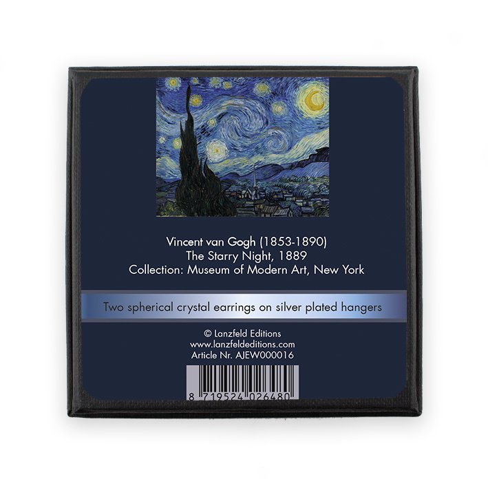 Orecchini placcati in argento con pietre di cristallo scintillanti, Van Gogh, Notte stellata
