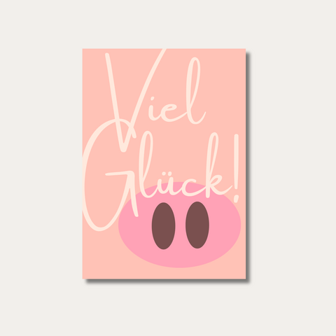 Postcard | Good luck with pig's nose