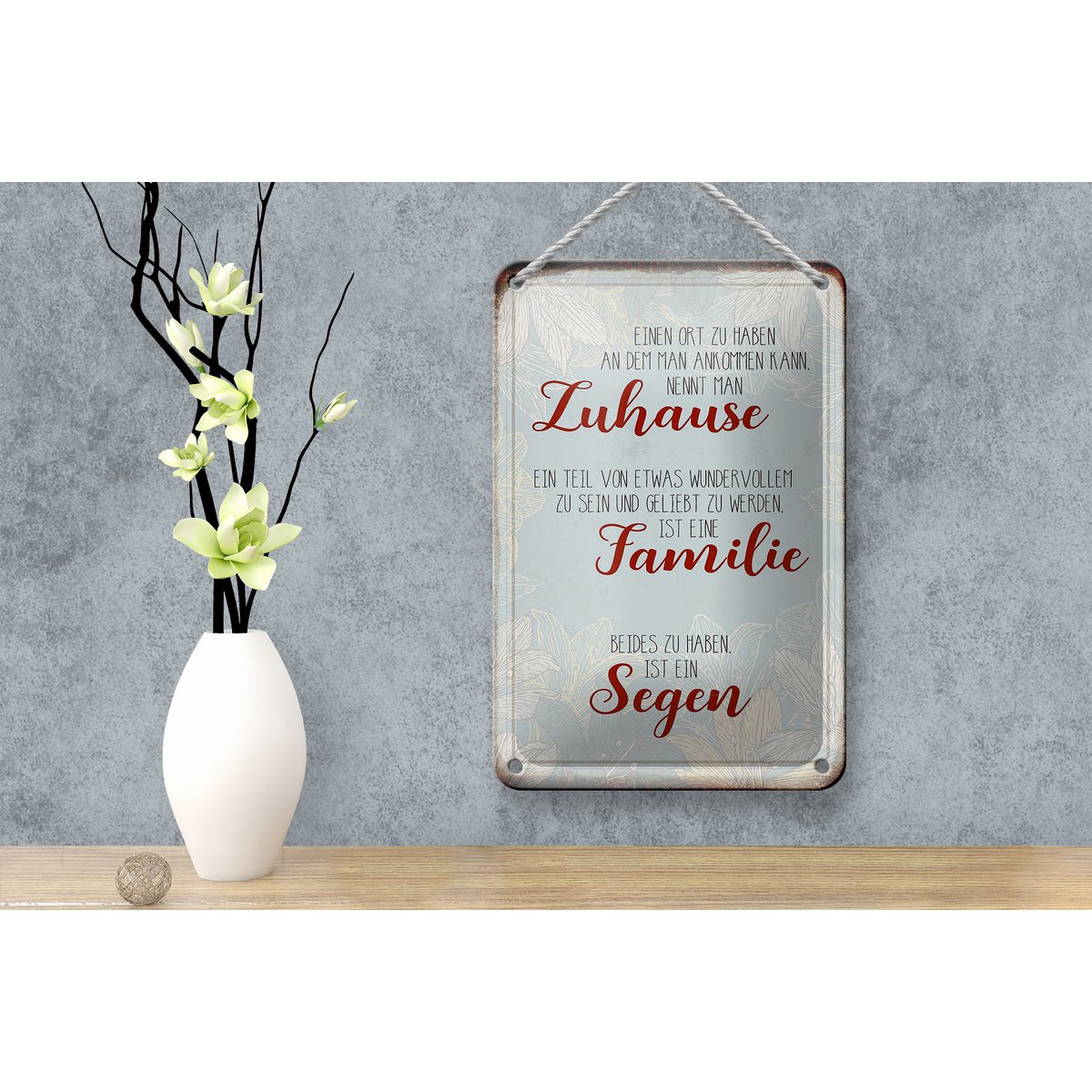 Tinnen bord met de tekst 12x18cm thuis familie zegen cadeau decoratie