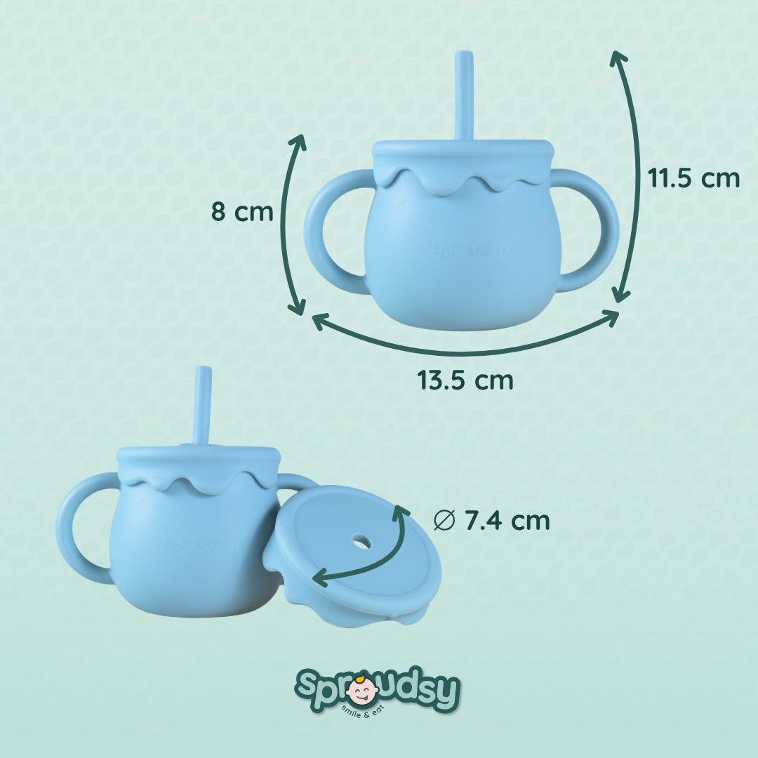 Tazza da allenamento per bebè con cannuccia – Nuvole