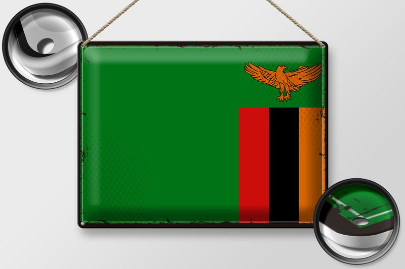 Tin Sign Flag Zambia 40x30cm Retro Flag of Zambia Online Wholesale