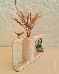 Vase | Sculptural Papier mache Hand-painted