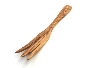 Serviergabel mit 3 Zacken 30 cm aus Olivenholz
