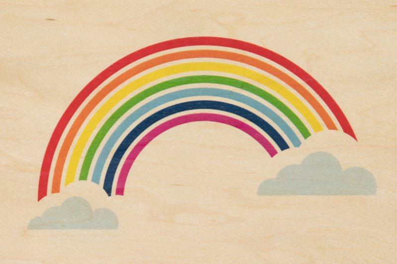 Carte postale en bois miami rainbow