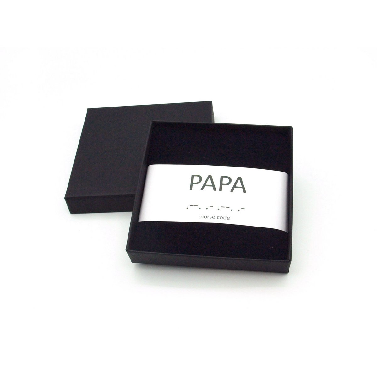Morse code armband Papa sneeuwvlok obsidiaan