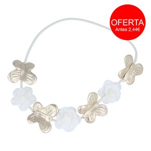 Elastische haarband met bloemen en vlinders