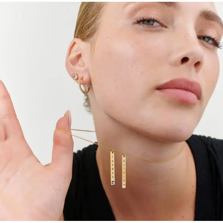 Collier vertical personnalisé, cadeau de la fête des mères