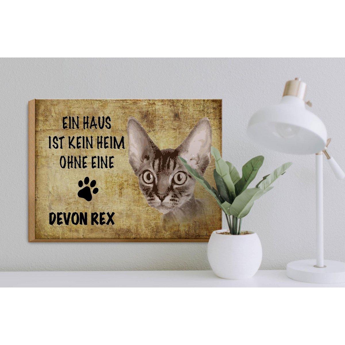 Metal sign saying 40x30cm Devon Rex cat without no home