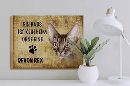 Metal sign saying 40x30cm Devon Rex cat without no home