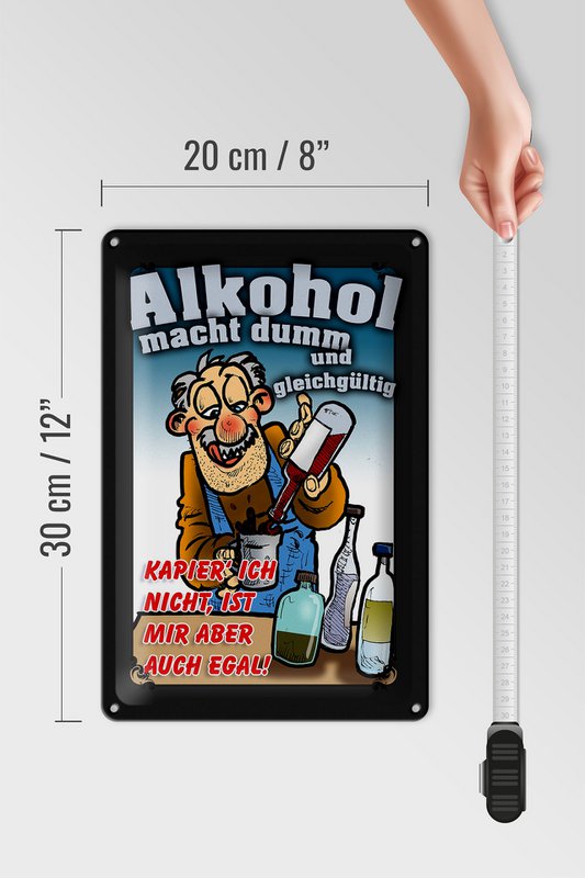 Blikskilt, der siger 20x30cm gør dig dum. Jeg er ligeglad