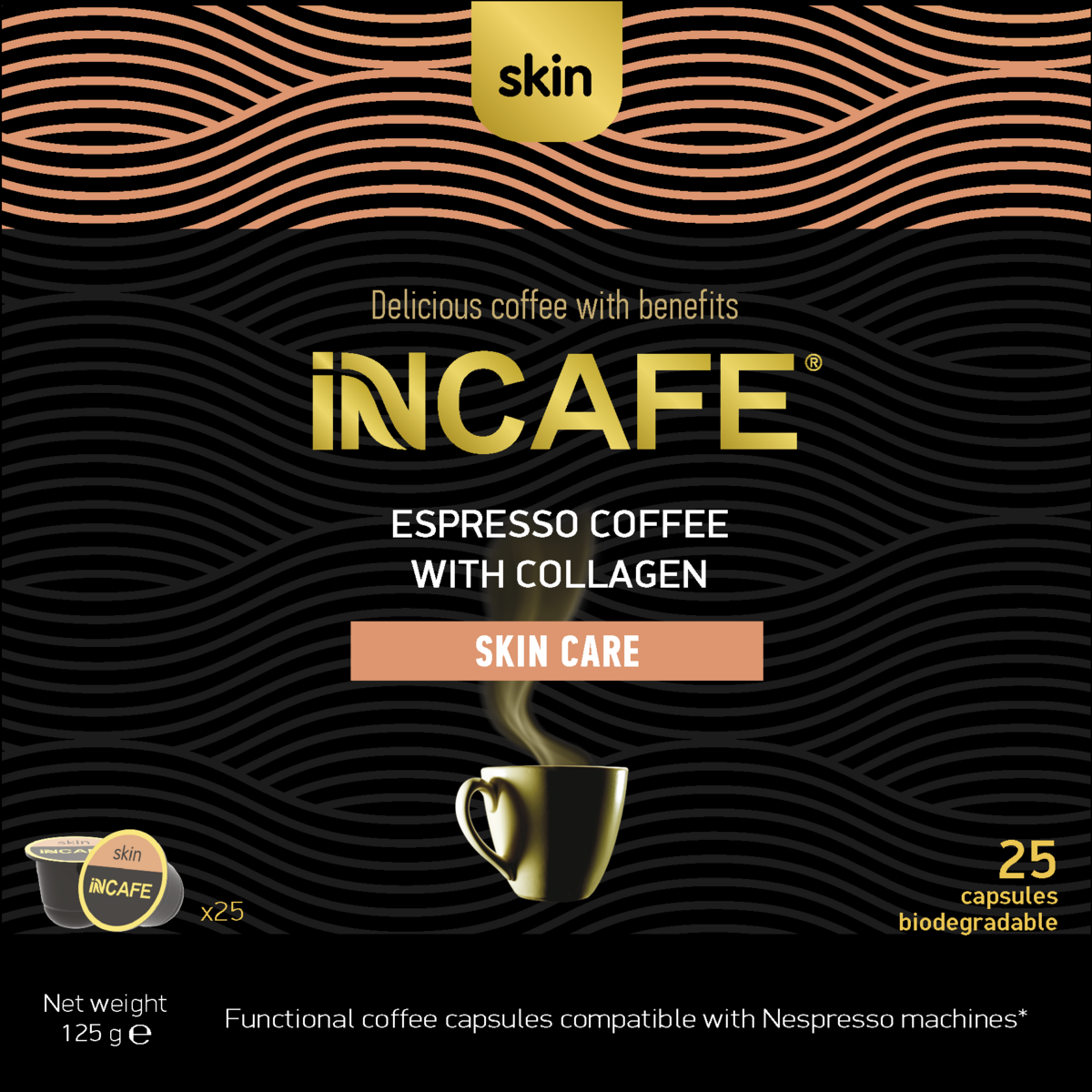 iNCAFE SKIN espresso coffee, 25 Nespresso comp. capsules