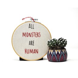 Embroidery funny sentence on canvas 15 cm