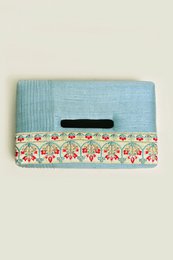 Tissue Box Cover | Dupion Silk Floral Embroidery | 24x14cm