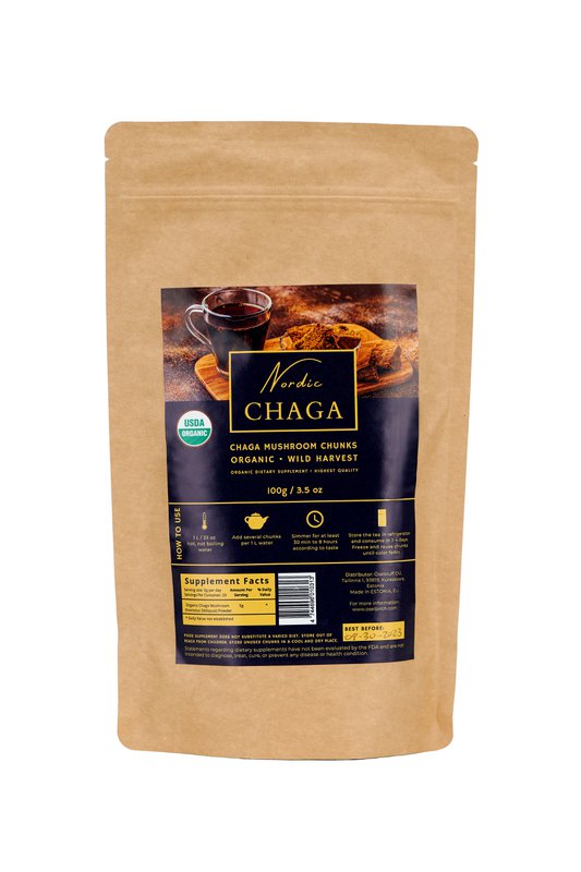 'NORDIC CHAGA' Champiñón Chaga Ecológico Trozos (100g)