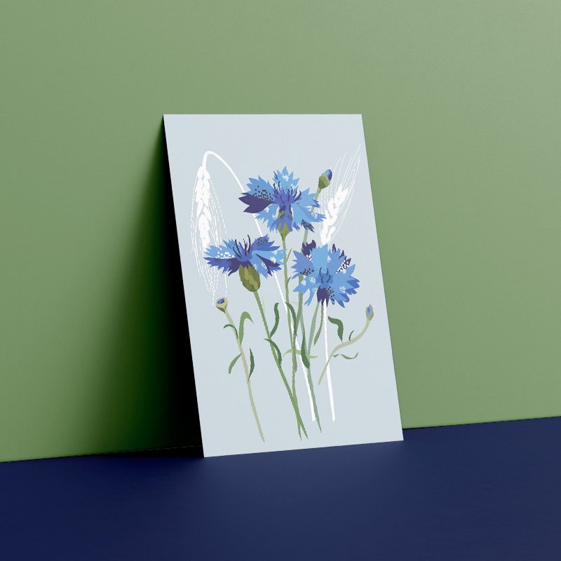 Blumenpostkarte - Kornblume