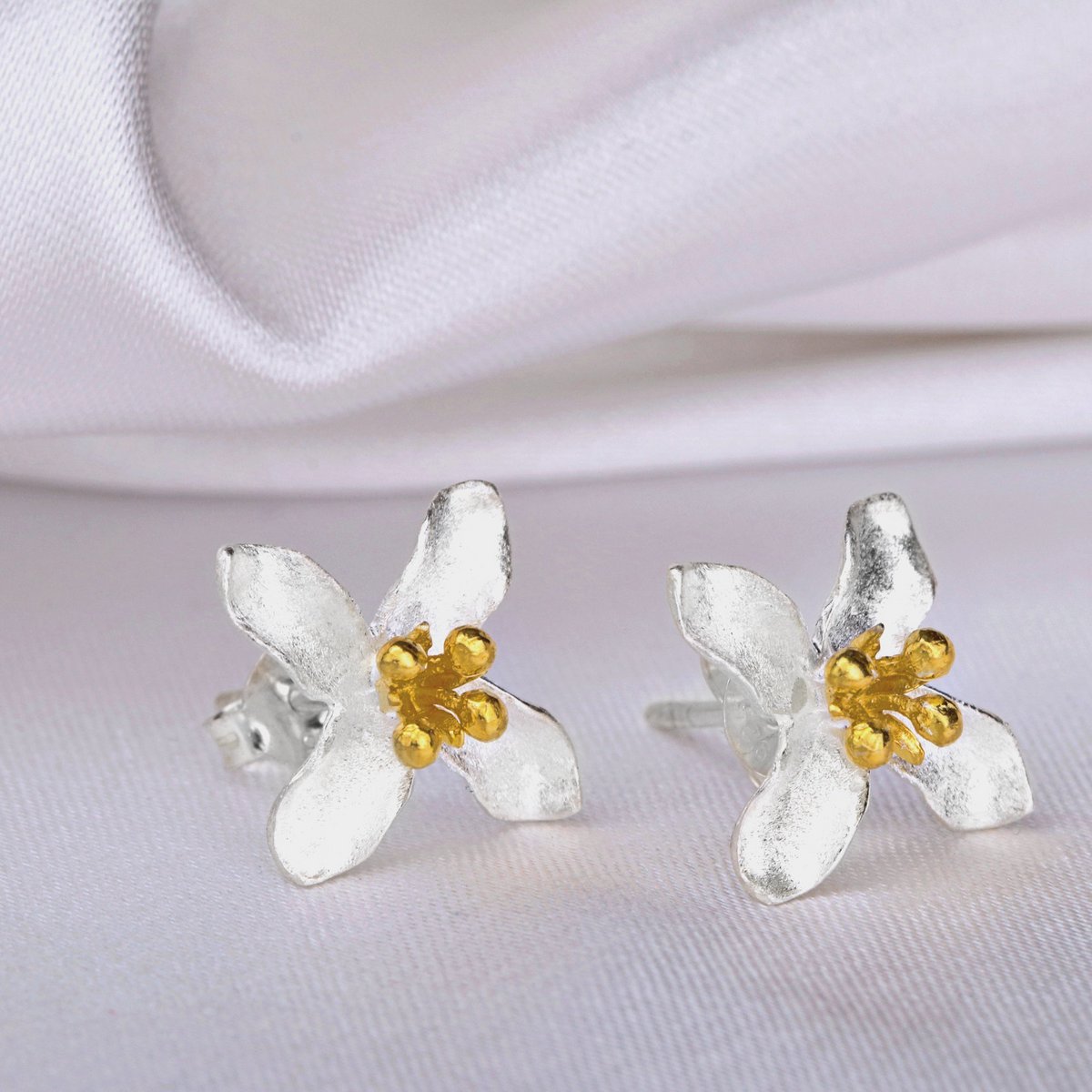 Leliebloem oorknopjes - 925 sterling zilveren oorknopjes - OHR925-41
