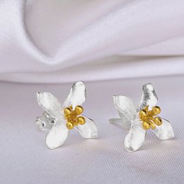 Lily Flower Stud Øreringe - 925 Sterling Sølv Stud Øreringe - OHR925-41