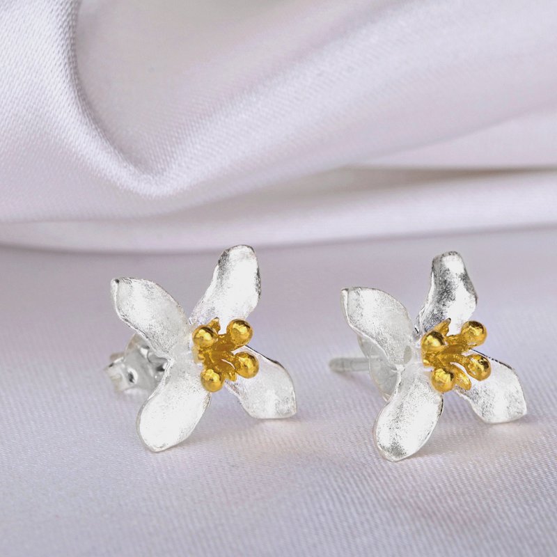 Lily Flower Stud Øreringe - 925 Sterling Sølv Stud Øreringe - OHR925-41