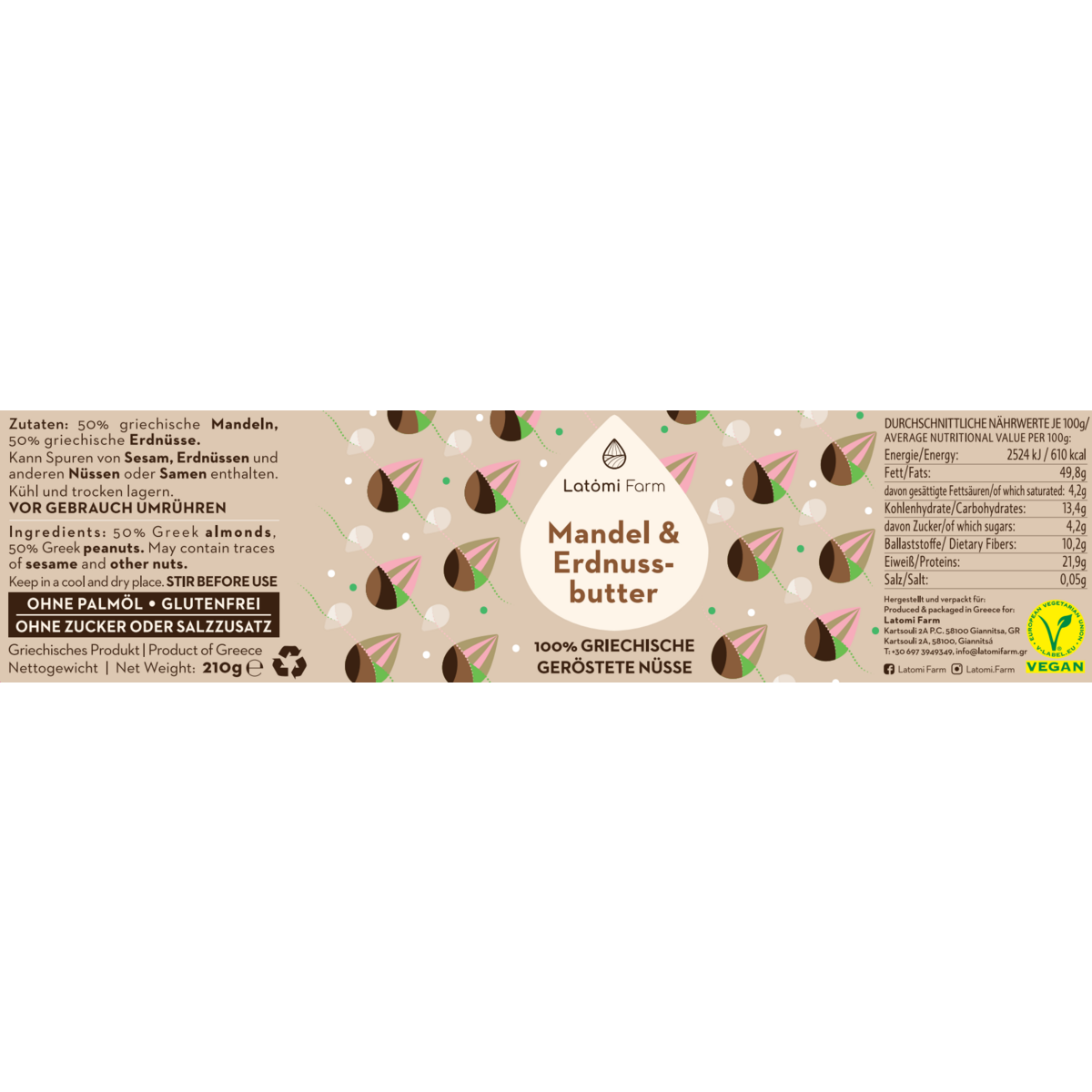 Burro di Mandorle e Arachidi, 210gr