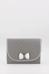 Matelas à langer matelassé pour bébé avec nœud, bleu