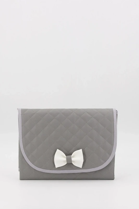 Matelas à langer matelassé pour bébé avec nœud, bleu