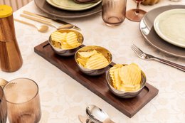Aperitif Set 3 zilveren bekers op houten lade 35x11cm