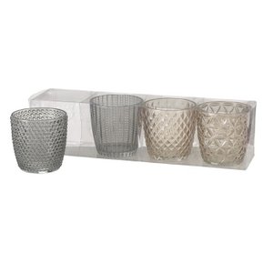 Tealight holder set of 4 pcs Ø7xh7cm gray