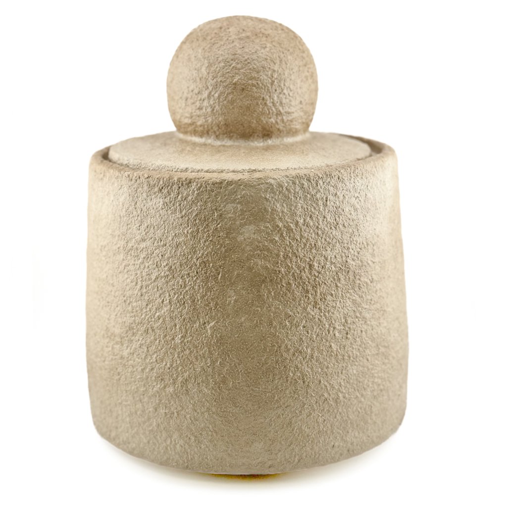 Aardewerk potje met deksel beige
