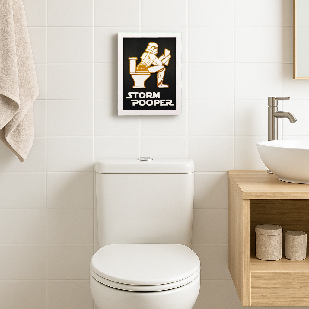 Grappige badkamerwandteken - Stormtrooper Toilet Humor - Storm Poeple Laser Cut Wood Plaque - Geek Decor