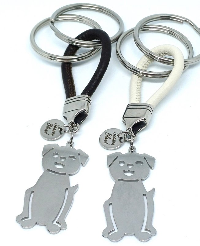 leren sleutelhanger hond of poes