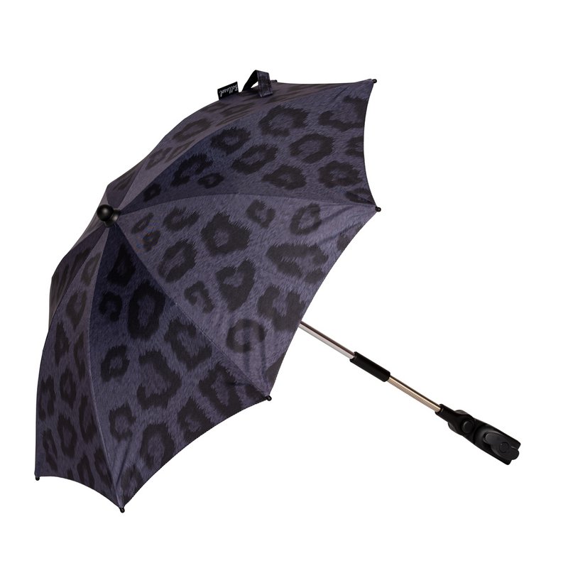 Bellasol - Leopard sort/grå - Parasol barnevogn/buggy universal - Speciel UV-bestandig belægning - 1 års garanti
