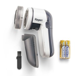 Rayén | Elektrische pluisverwijderaar | Inclusief batterijen | Met acrylonitril-butadieen-styreen beschermhoes, wit/grijs | Voor alle soorten kleding | Multifunctioneel | Afmetingen: 13 x 6,8 x 5,8 cm