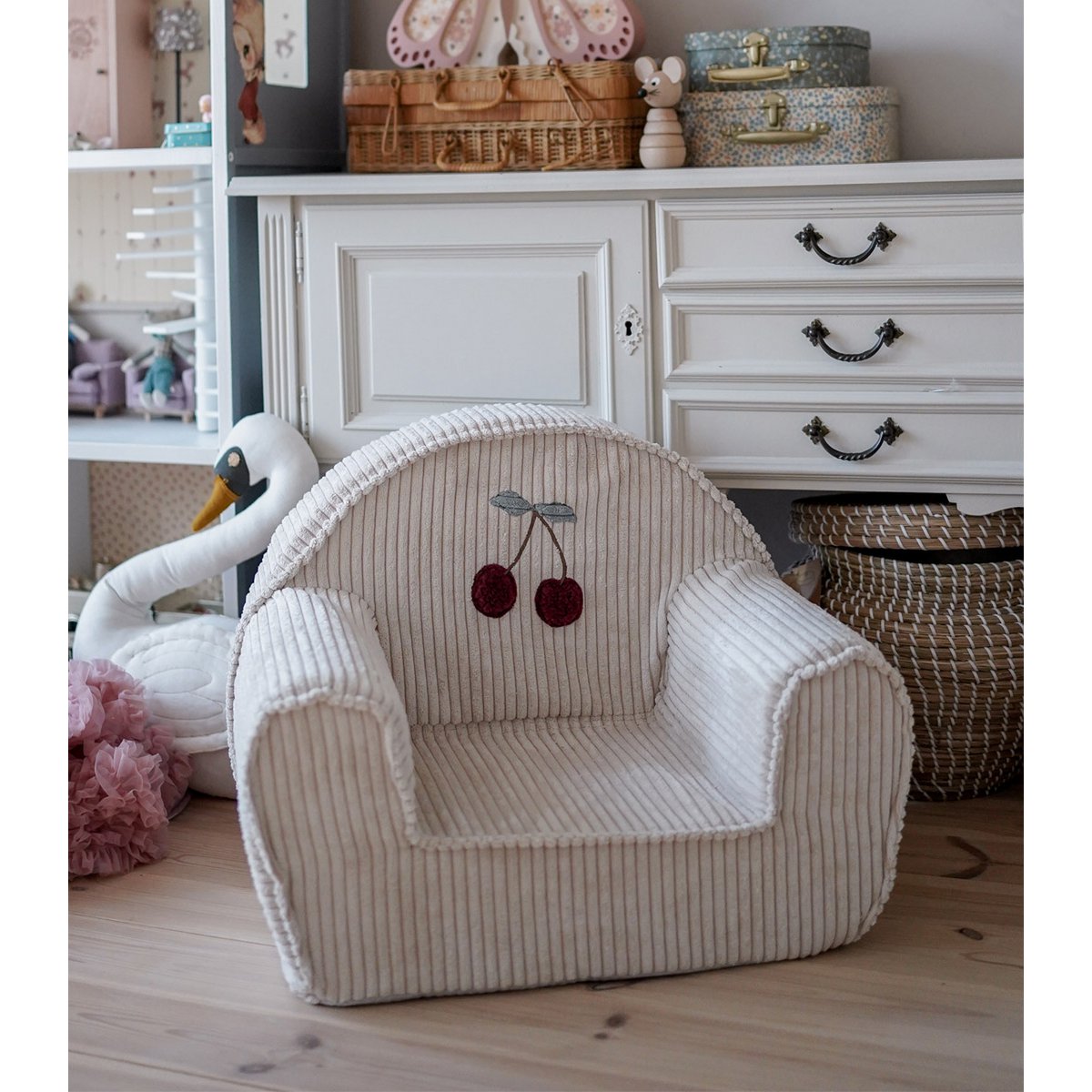 Corduroy toddler chair with cherry