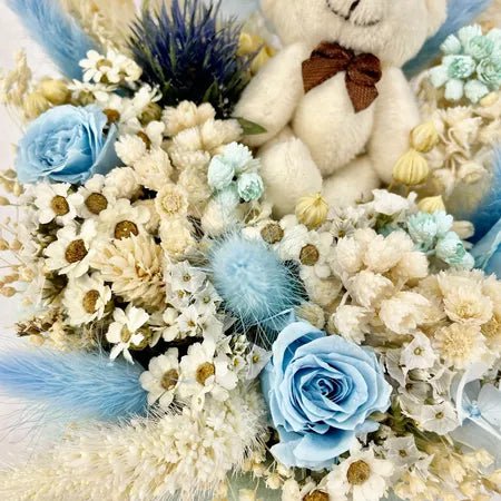FLOWER BOX, Blue/white dried flowers, Birth Gift, Birthday, Eco-sustainable Gift