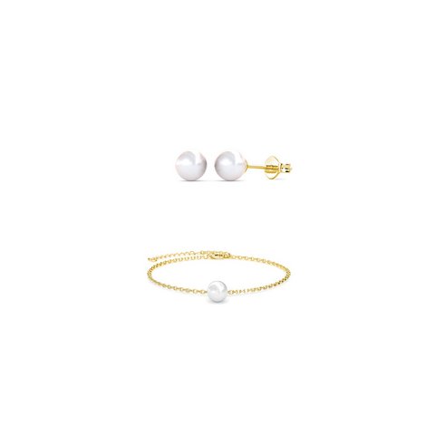 Vollmond-Kristallperlen-Set und Box – Gold und Kristall