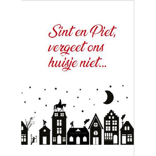 Postkaart Sint en Piet Vergeet ons huisje niet